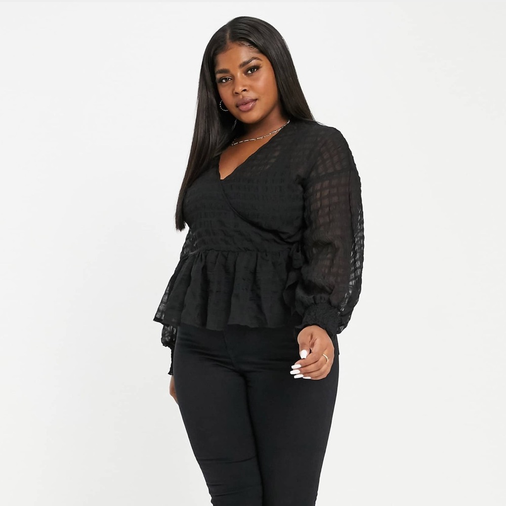 NWT Missguided Elegant Black Wrap Top